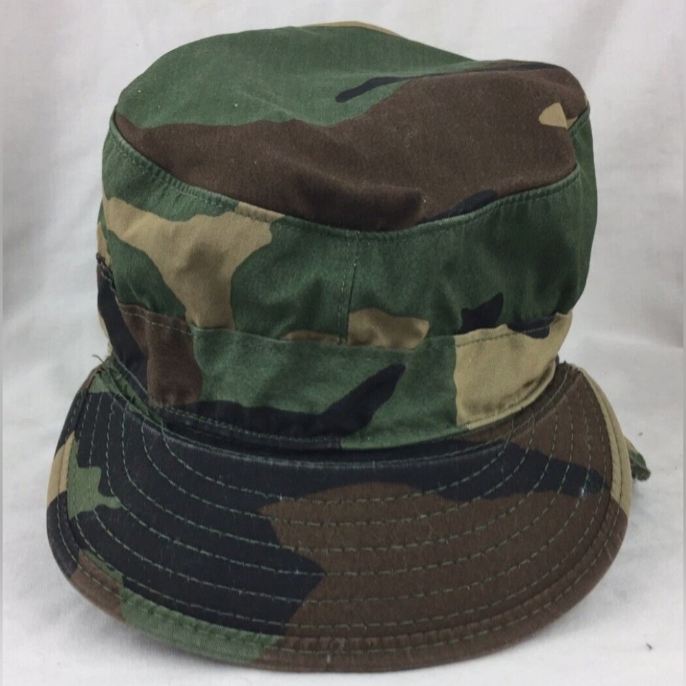 Propper Int'l Woodland Camouflage Printed Cap Ear Flaps Hat Vintage 80s  7 3/4
